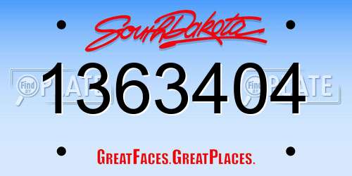 1363404 South Dakota License Plate