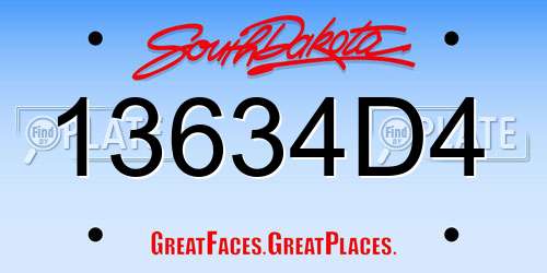13634D4 South Dakota License Plate