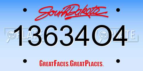 13634O4 South Dakota License Plate