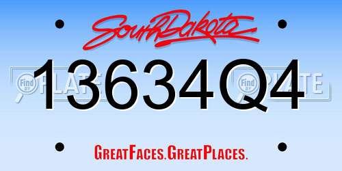 13634Q4 South Dakota License Plate