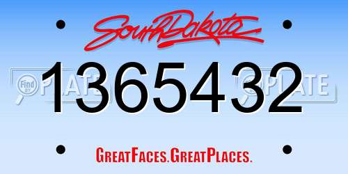 1365432 South Dakota License Plate