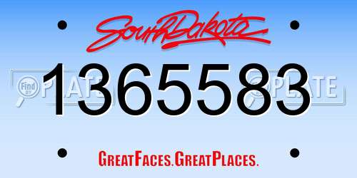 1365583 South Dakota License Plate