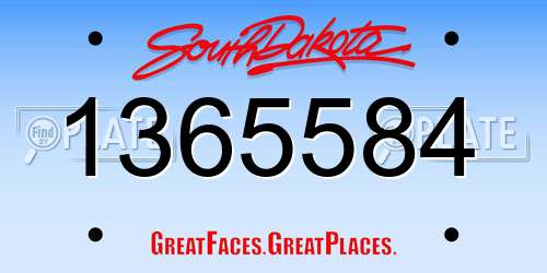 1365584 South Dakota License Plate