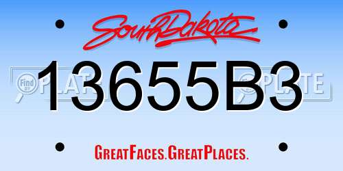 13655B3 South Dakota License Plate