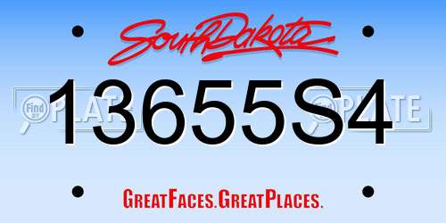 13655S4 South Dakota License Plate