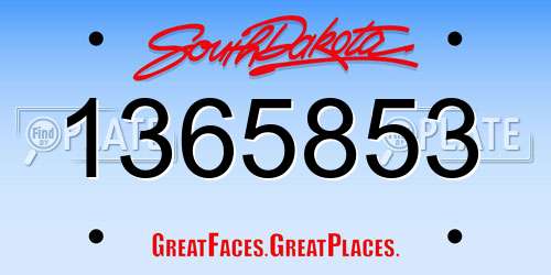 1365853 South Dakota License Plate