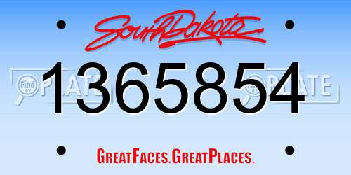 1365854 South Dakota License Plate