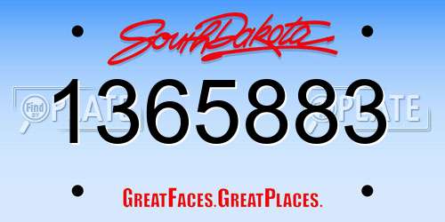 1365883 South Dakota License Plate