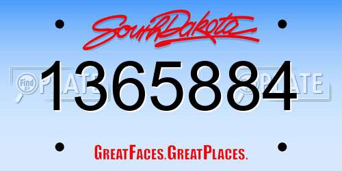 1365884 South Dakota License Plate