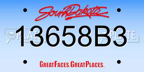 13658B3 South Dakota License Plate