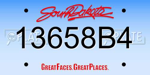 13658B4 South Dakota License Plate