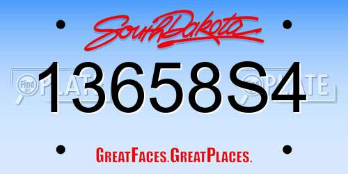 13658S4 South Dakota License Plate