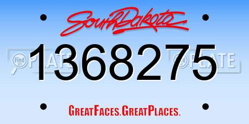 1368275 South Dakota License Plate