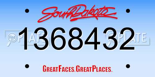 1368432 South Dakota License Plate