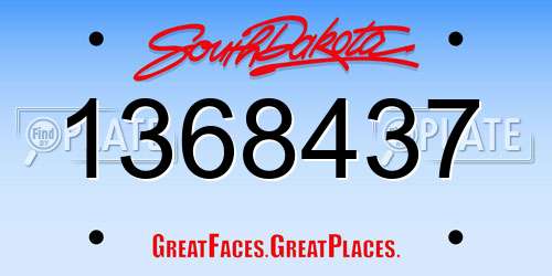 1368437 South Dakota License Plate
