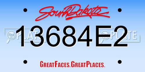 13684E2 South Dakota License Plate