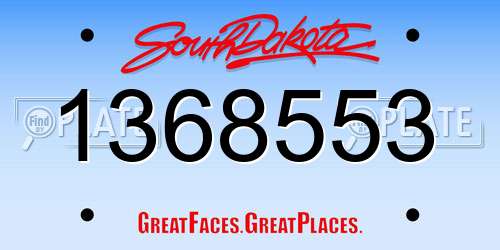 1368553 South Dakota License Plate