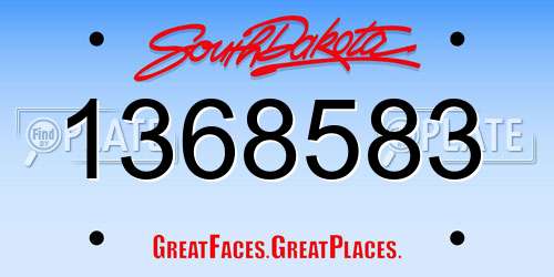1368583 South Dakota License Plate