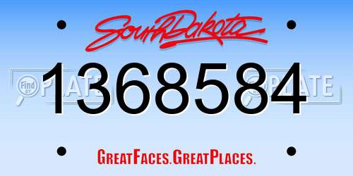 1368584 South Dakota License Plate
