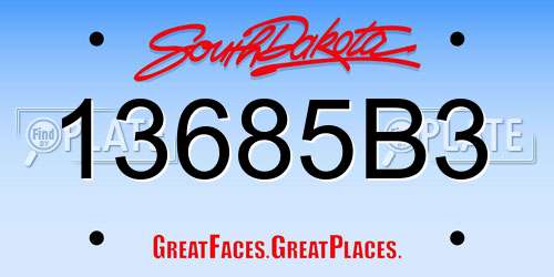 13685B3 South Dakota License Plate