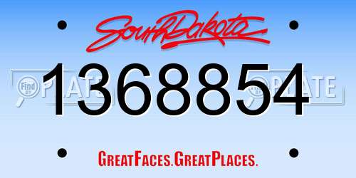 1368854 South Dakota License Plate