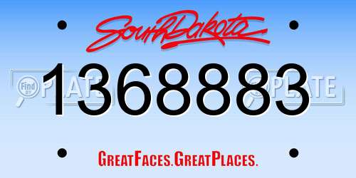 1368883 South Dakota License Plate