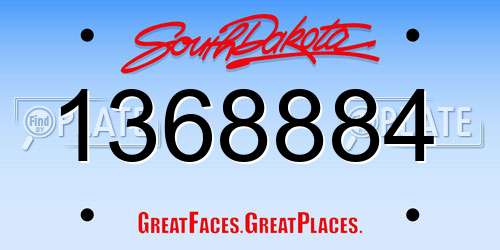 1368884 South Dakota License Plate