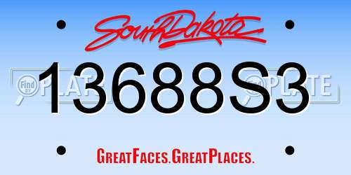 13688S3 South Dakota License Plate