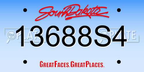 13688S4 South Dakota License Plate