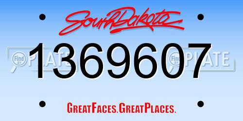 1369607 South Dakota License Plate