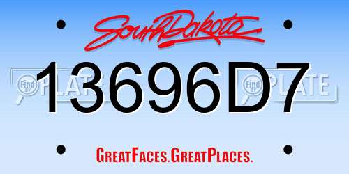 13696D7 South Dakota License Plate