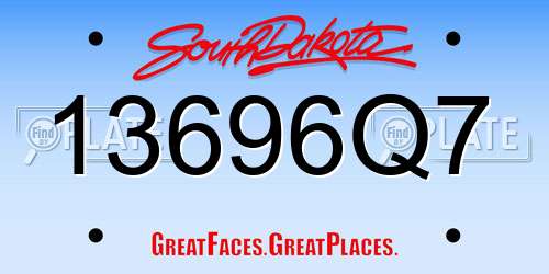 13696Q7 South Dakota License Plate