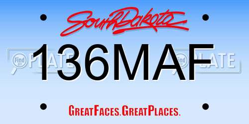 136MAF South Dakota License Plate
