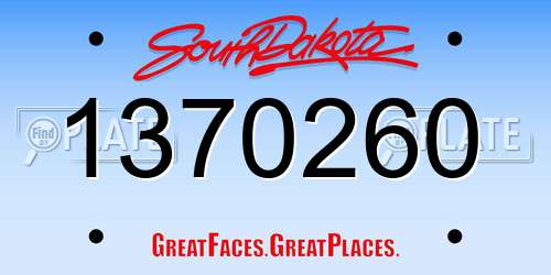 1370260 South Dakota License Plate