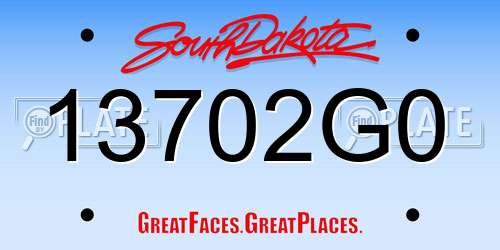 13702G0 South Dakota License Plate