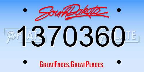 1370360 South Dakota License Plate