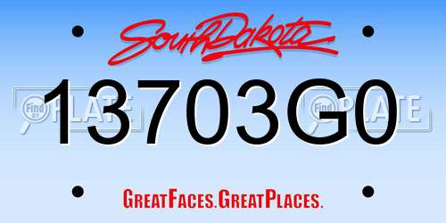 13703G0 South Dakota License Plate