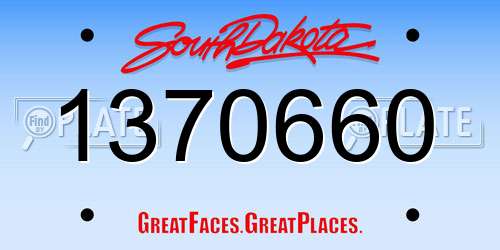 1370660 South Dakota License Plate