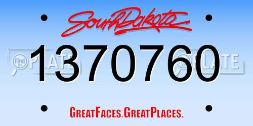 1370760 South Dakota License Plate