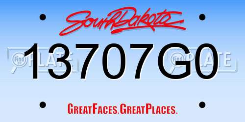 13707G0 South Dakota License Plate