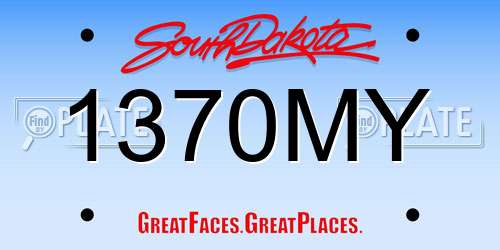 1370MY South Dakota License Plate