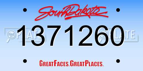 1371260 South Dakota License Plate