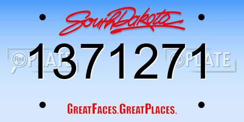 1371271 South Dakota License Plate