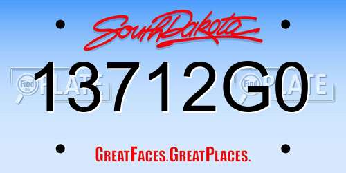 13712G0 South Dakota License Plate