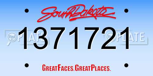 1371721 South Dakota License Plate