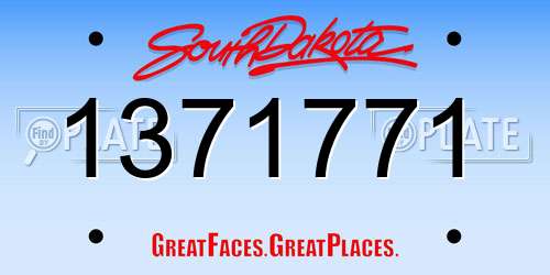 1371771 South Dakota License Plate