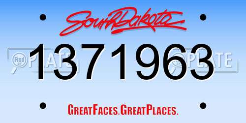 1371963 South Dakota License Plate