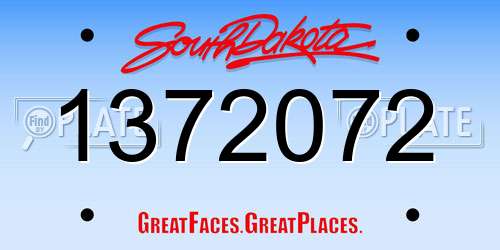 1372072 South Dakota License Plate