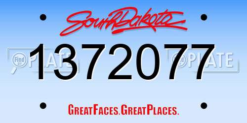 1372077 South Dakota License Plate