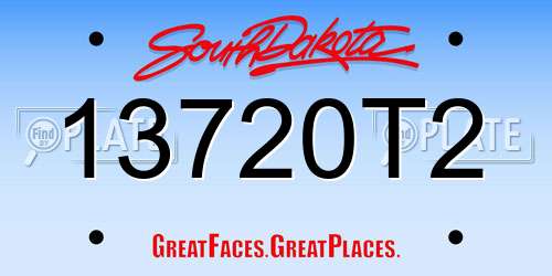 13720T2 South Dakota License Plate